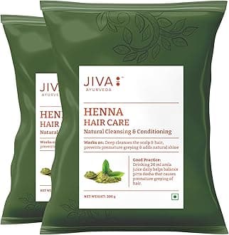 Jiva Henna Hair Care Powder 200 gm - Pack of 2 (400gm) | 100% Pure & Natural | Cleans & Nourishes Hair & Roots And Provides Natural Color & Shine | Helps With Dandruff, Itchy Scalp, & Frizzy Hair