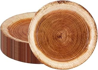 CEILIWEN Pack of 100 Medieval Paper Plates, 9’’ Wood Effect Paper Plates Gruffalo Party Supplies, Woodland Themed Party Decorations Country and Western Party Decorations (Wood Effect 02-100PCS)