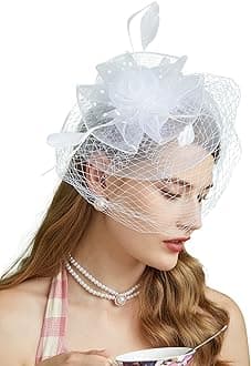 CizoeFascinators Hats 20s 50s Hat Pillbox Hat Cocktail Tea Party Headwear with Veil for Girls and Women