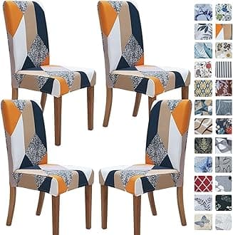 SPRINGRICO Chair Covers for Dining Room Set of 4, Stretch Dining Chair Cover, Spandex Kitchen Parsons Chair Slipcovers, Washable Seat Protector for Home or Party (4 Pack, Malibu)