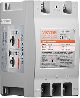 VEVOR 3 Phase Converter - 2HP 7A 220V Single Phase to 3 Phase Converter, 220V Input/Output, Digital Phase Shifter for Residential & Light Commercial Use (One Converter for One Motor Only)