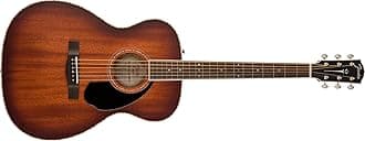 Fender Paramount PO-220E All-Mahogany Orchestra Acoustic Guitar, with 2-Year Warranty, Aged Cognac Burst, with Case