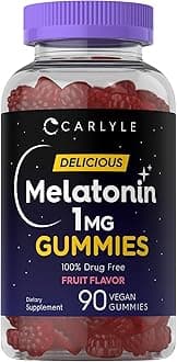 Carlyle Melatonin 1mg Gummies | 90 Count | Fruit Flavor Gummy Supplement | Vegan, Non-GMO, Gluten Free