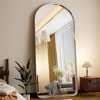 Easly 71"x30" Large Arched Full Length Floor Standing Mirror with Rounded Corners, Aluminum Alloy Frame for Wall Hanging or Home Decor, Silver