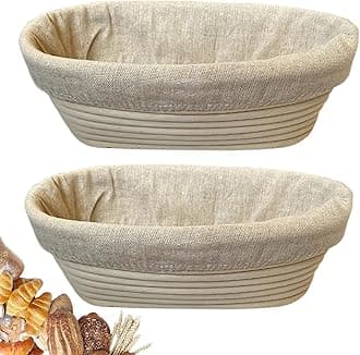 10 Inch Oval Bread Banneton Proofing Basket Set of 2, Sourdough Proofing Basket kit for Artisanal Baking – Bread Making Tools For Professional & Home Bakers (10 inch oval- 2 pack)