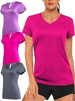 Women's V-Neck Activewear T-Shirts 3 Pack Athletic Womens Short Sleeve Workout Tops Dry Fit Shirt Gym & Yoga Tees for Women