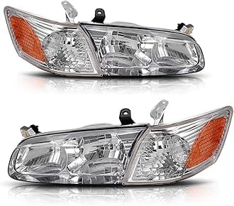 AUTOSAVER88 Headlight Assembly Compatible with 2000 2001 Toyota Camry Headlamps+Amber Corner Lamps