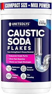 Unitedlys® Caustic Soda Drainage Block Remover 350G | Fast-Acting, Non-Toxic & Odorless Drain Cleaner Powder | Caustic Soda for Drain Cleaning | Sink & Pipe Drainage Cleaner