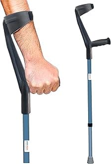 AmbiTech Adjustable MS Metal Walking Crutches & Elbow Sticks for Walking Supports (Made in India) Multicolor