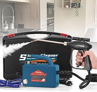 High Pressure Steam Cleaner, 1700W Handheld High Temp Portable Cleaning Machine, Tankless for Home Use Grout Tile Car Detailing Kitchen Bathroom (Blue, 110V)