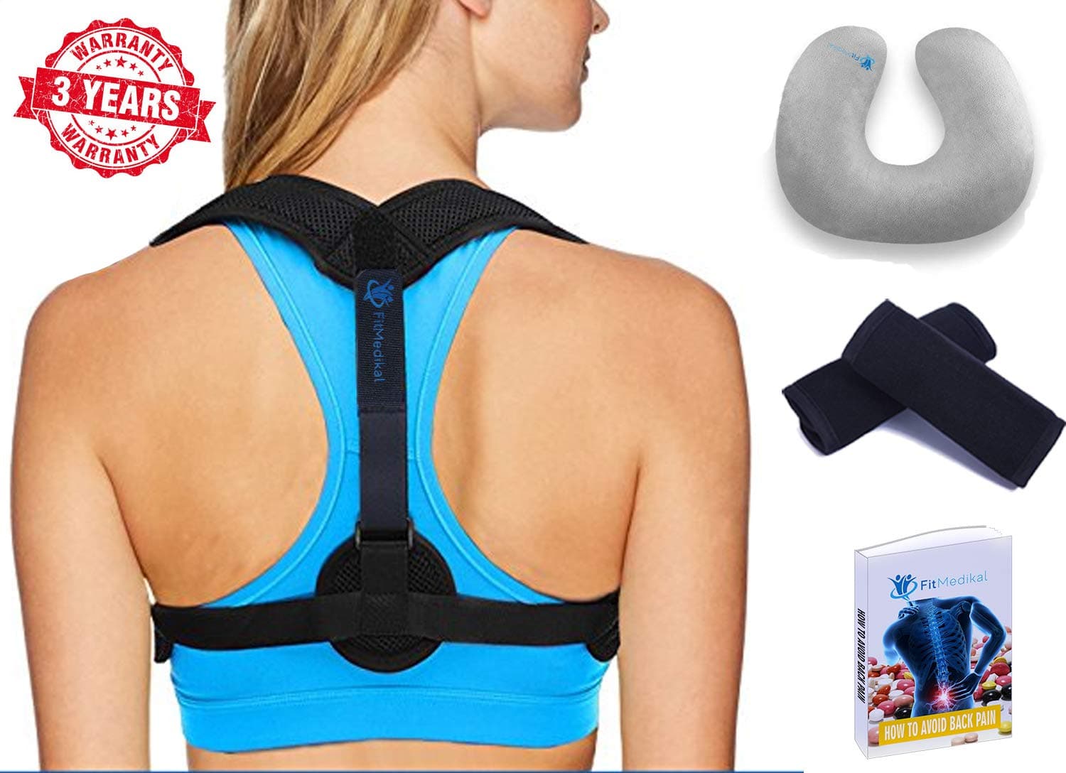 Back Posture Corrector for Women & Men – Effective & Comfortable Posture Brace for Slouching & Hunching - Adjustable Back Brace Upper Back Pain Relief – Clavicle Support – Free Inflatable Neck Pillow