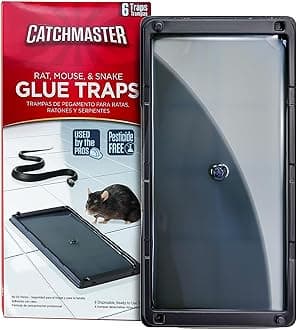 Catchmaster Rat, Snake and Mouse Traps 6Pk, Large Bulk Glue Rat Traps for Home, Adhesive Plastic Tray for Inside House, Snake, Mice, & Spider Catcher, Pest Control for House & Garage