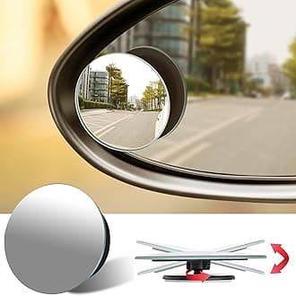 OTO2EYE Car Glass Mirror Blind Spot, 360° Mirror, Rear View Convex Mirror, Parking Mirror For Car Mirror Accessories Frameless Suitable All Cars and Bikes (Round 2-Pcs)