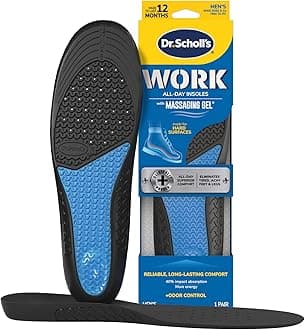 Work All-Day Superior Comfort Insoles (with) Massaging Gel, Men, 1 Pair, Trim to Fit