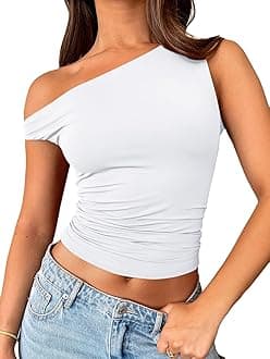 Trendy Queen Women's Off The Shoulder Tank Top, Sleeveless Stretchy Going Out Crop Top, Y2K Fashion T-Shirt for Summer
