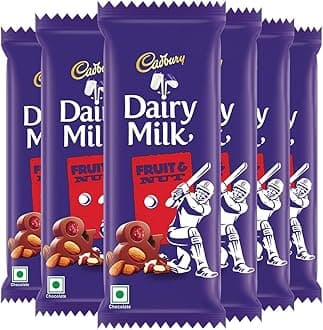 Dairy Milk Fruit & Nut Cricket Pack Chocolate Bar, 75 g (Pack of 6)