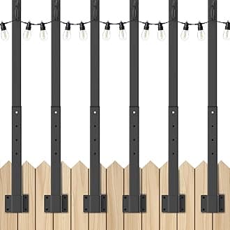 6 Pack String Light Poles,2.8Ft Light Poles for Outside String Lights,Outdoor Lights Pole with Fork,Metal Poles Stand for Patio Deck Backyard