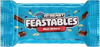 DECADENT FOODS Mr.Beast Feastables Milk Crunch Chocolate With Rice Puffed Smoothness Delicious Texture Bar 60gm New Pack