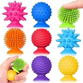 Sensory Fidget Toys Kids Adults: Qquiet Textured Suction Cup Toys for Kids with Autism- Squishy Sensory Toys for Classroom Bath- 8 Pack Calm Down Corner Supplies for Teens- Travel Gifts for Students