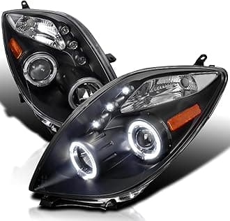 SPEC-D TUNING Black Halo Projector LED Lamps Headlights Compatible with 2006-2008 Toyota Yaris Hatchback, Left + Right Pair Headlamps Assembly
