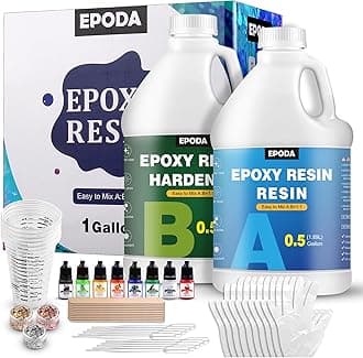 Resin Kit, Epoxy Resin 1Gallon/3.8L, Epoxy Resin and Hardener, Bubble Free Casting Resin, Clear Resin for Crafts with Measuring Cups, Sticks, Gloves, Pigment and Dropper Pipette