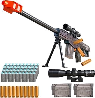 Sniper Rifle Barrett Soft Bullet Toy Gun,Shell Ejecting Foam Shotgun (with 60 Bullet and 30 Shells),Gifts Suitable for Boys' Birthdays, Holidays and Christmas