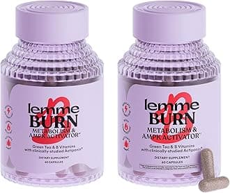 Burn Belly Fat Capsules, Clinically Studied AMPK Metabolic Activator Actiponin Jiaogulan, 50% EGCG Green Tea Extract, Vitamin B6, Methyl B12 for Men and Women - 60 Count (Pack of 2)