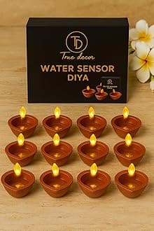 True Decor 6PC Water Sensor Battery Operated Diya LED Light for Home Decoration