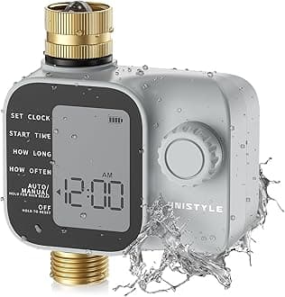 [2026 Upgrade] Sprinkler Timer with Brass Inlets & Outlets, Unistyle Programmable Water Timer for Garden Hose, IP55 Waterproof Hose Timers with Manual Irrigation Timers for Yard and Lawn Patio