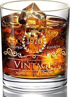 1970 51th Birthday/ for Men/Dad/Son, Vintage Unfading 24K Gold Hand Crafted Old Fashioned Whiskey Gl, Perfect for Gift and Home Use - 10 oz Bourbon Scotch, Party Decorations