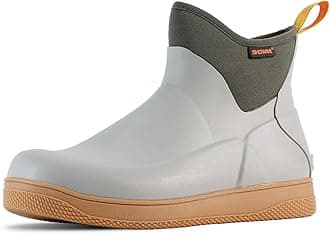 Showave Men's Deck Boots Waterproof Ankle Rain Boots Saltwater Fishing Booties Non-slip Outdoor Rubber Boots