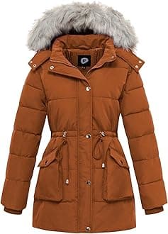 poonyfeshWomen's Winter Hooded Coat Waterproof Down Long Jacket Warm Parka Thicken Puffer Coat with Removable Fur Hood