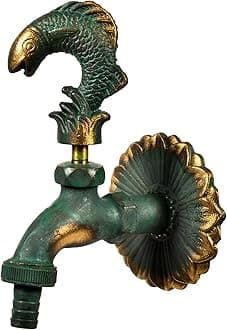 VARIOSAN Nostalgia Fish Outlet Valve 11244 1/2 Inch Patinated Brass Long Distance from Wall Solid Wall Rosette