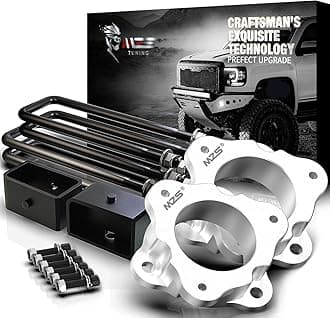 MZS Leveling Kit, 3" Front Strut Spacers and 2" Rear Lift Blocks with Extended Square U Bolts Compatible with 2007-2026 Silverado 1500/Sierra 1500