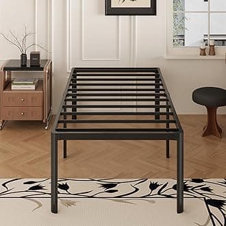 20 Inch Twin Bed Frames Rounded Corner Legs Heavy Duty Platform Twin Metal Bed Frame for Kids, Easy Assembly, Noise Free, No Box Spring Needed, Black.