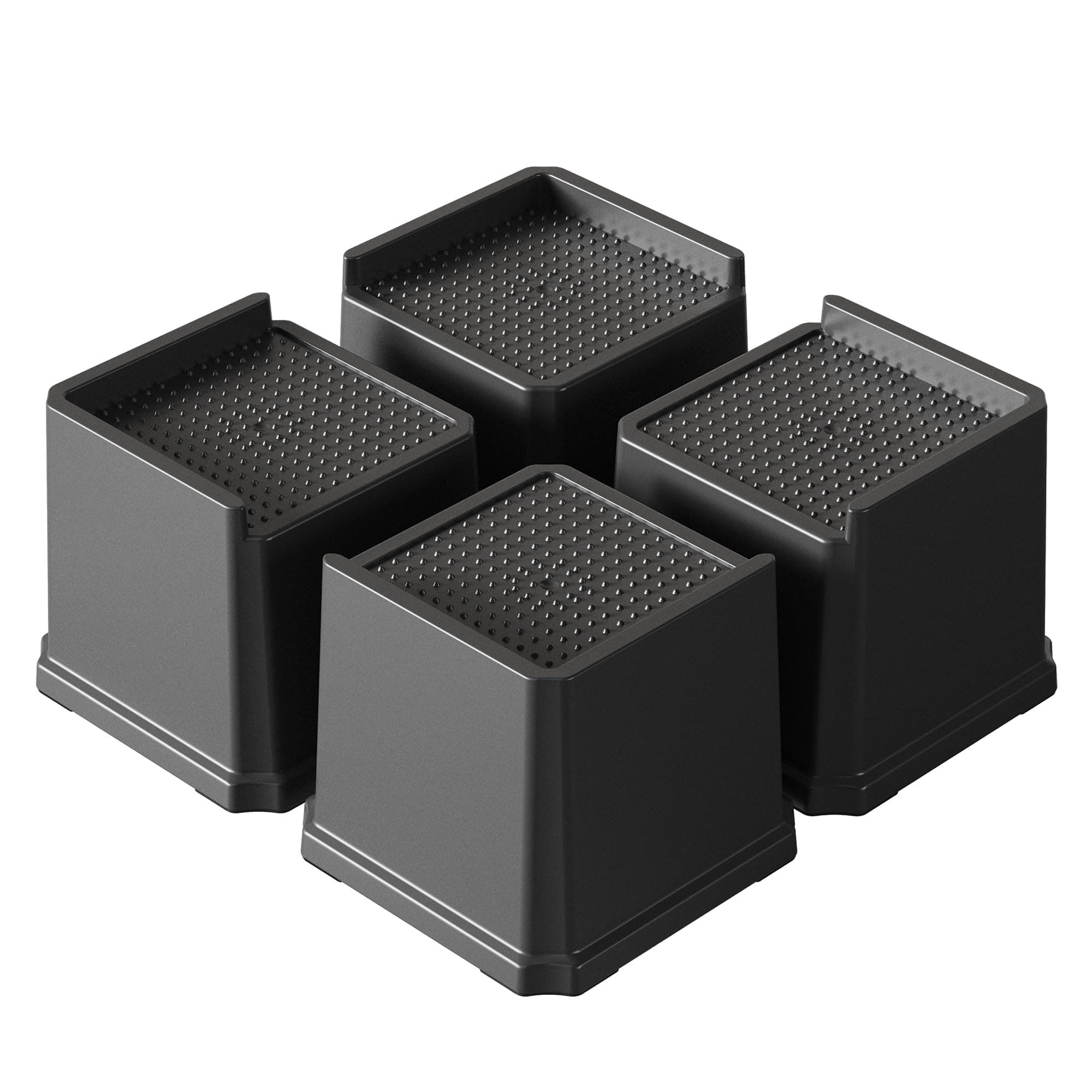 Bed Risers 4 Inch Heavy Duty 4 Pack L-Shaped Bed Furniture Elevators 1,500 lbs Lifts Up Riser for Sofa and Table