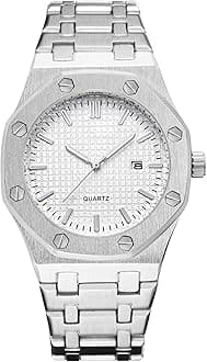 Men's Watches, Royalty Stainless Steel Quartz Movement Date Male Clock Waterproof Luminous Hands Casual Business Wrist Watches for Men