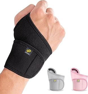 Wrist Support, Wrist Brace for Pain Relief, Tendonitis, Sprain, Sport, Gym, Fitness, Workouts, Reversible Breathable Neoprene Hand Support Brace Fits Right Left Hand, WS10, 1 Pack, Black