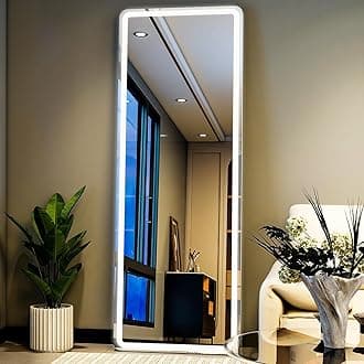 56x20 Full Length Mirror with LED Lights, LED Mirrors Full Length Floor Mirror Full Body Mirror for Bedroom Wall Mounted Free Standing