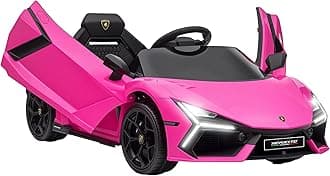 Lamborghini Revuelto Licensed 12V Kids Electric Car, Battery Powered Ride on Car with Hydraulic Doors, Remote Control, Transport Wheels, Spring Suspension, Music, Lights, 3 Speeds, Pink