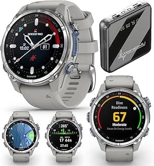 Garmin Descent Mk3 & Mk3i 51 mm & 43 mm, Titanium Dive Computer +Extra-Long Strap | Up to 25 Days Battery Life, AMOLED Display, Multi-Band GPS Smartwatch & Gift Bundle (010-02753-03)