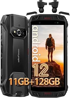 Armor 15 Rugged Phone Unlocked, Built-in TWS Earbuds, 11GB+128GB, IP68/IP69K, 6600mAh Battery, 16MP+12MP+13MP Camera, Dual Loud Speakers Dual 4G, Octa-core, OTG, GPS, Black