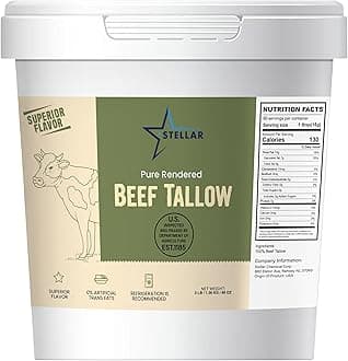 Stellar Beef Tallow 100% Grass-Fed & Finished - Good for Cooking, Baking and Frying - Food Grade (3 lb)