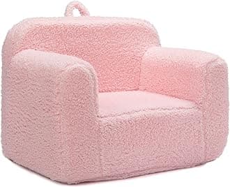 ALIMORDEN Kids Ultra-Soft Snuggle Foam Filled Chair, Toddler Cuddly Sherpa Reading Couch for Boys and Girls, Pink