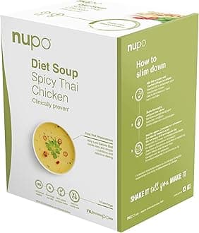 Diet Meal Replacement Gluten Free Spicy Thai Chicken Soup (12 Servings) | Very Low Calorie Diet Soups for Weight Loss | Clinically Proven Packaged Instant Soups for Efficient Weight Management
