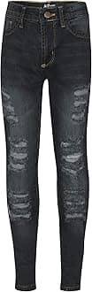 Girls Ripped Jeans Comfort Skinny Stretch Jeans Lightweight Stretchable Denim Cotton Pants Age 3-14 Years