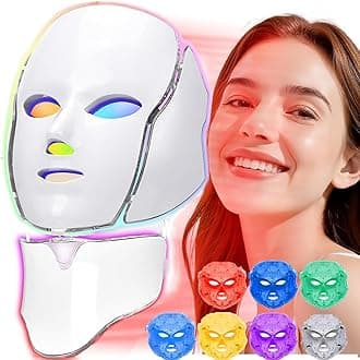 Blue Red Light Theràpy Màsk for Face, 7 Colors LED Light Theràpy, LED Portable Facial Skin Care Màsk for Face and Neck