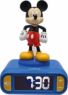 Disney Mickey, Nightlight alarm clock, Sounds and Melodies, LCD Backlit screen, Luminous, Snooze, Blue, RL800MCH