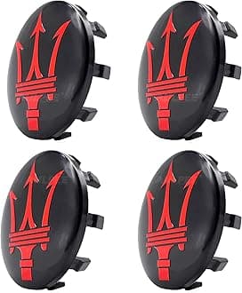 Wheel Hub Center Cap Center Logo Emblem Hub Cover 60mm ABS Material Compatible with Mesertatti Accessories (Maser Black Red)