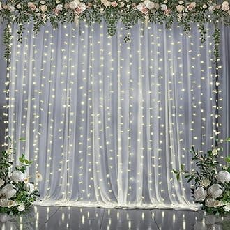 Party Propz White Net for Decoration with Fairy Light - 5 Pcs Backdrop for De...
